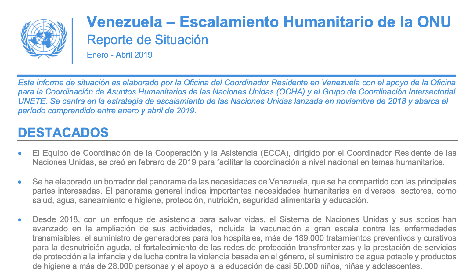 Comunicado de las organizaciones de la sociedad civil venezolana en relación al Reporte de Situación sobre el escalamiento humanitario de la ONU en Venezuela